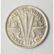 AUSTRALIA 1948 . THREEPENCE . VARIETY . FILLED IN 8